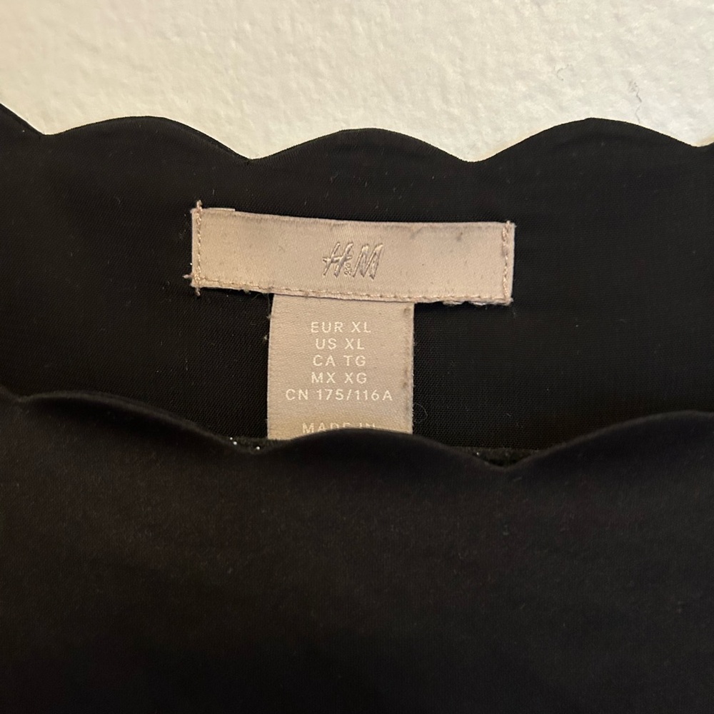 H&M Black Scalloped Mini Dress